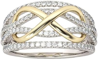Round Cut Diamond Eternity Ring, 1.50 Ct, Two Tone 14K Gold Finish, Sterling Silver 925, Wedding Band