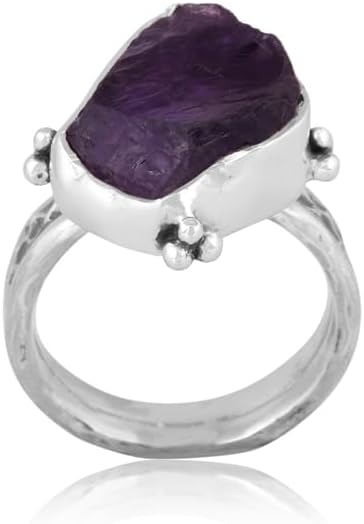 Raw Gemstone Ring, 925 Sterling Silver Jewelry, Uncut Stone Ring, Antique Ring, Rough Stone Ring, Statement Ring, Gift For Mom