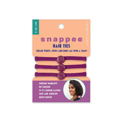 Snap Hair Ties for Thick, Natural, Curly Hair | No Slip, No Tension Pro Hair Tie | Strong Ponytail Holder (3 Pack, Black)