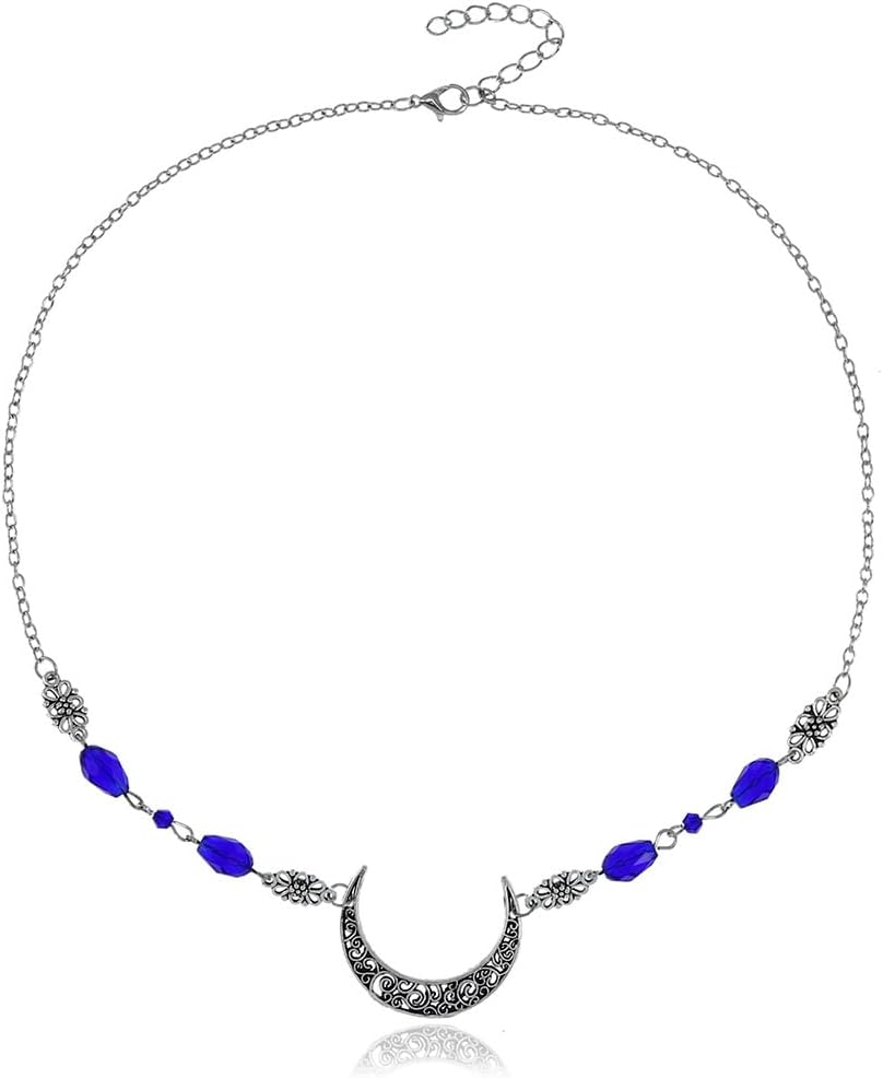 Yalice Boho Crescent Moon Head Chain Vintage Black Crystal Headband Chain Rhinestone Headpieces Witchy Forehead Chain for Women