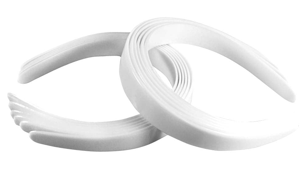 12ct HipGirl Bulk Plain Craft Plastic Headbands for Women's DIY Hair Accessories (1 Wide, White)