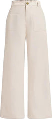 Pants for Women Casual Wide Leg Lounge Trousers High Waist Button Basic Comfy Pant Outfits Fall Loose Comfy Slacks