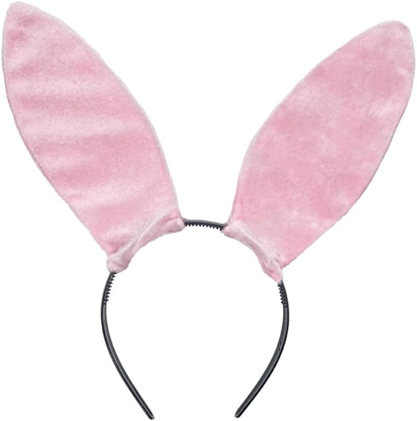 Velvet Bunny Ear Headband Bendable Rabbit Ears Cosplay Headwear Halloween Party Hair Hoop for Adult