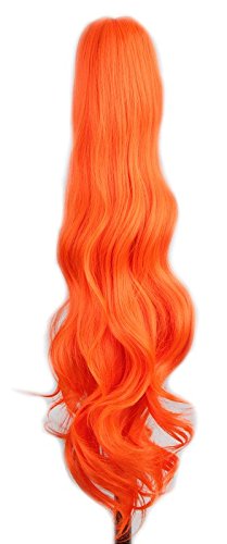 yuehong Long Wavy 21" Colorful Clip In/On Hair Extensions Piece Curly Claw Ponytail wig (Hot pink)