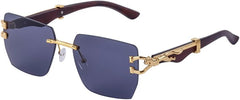 Vintage Rimless Sunglasses Men Women Luxury Frameless Sun Glasses Male Leopard Shades