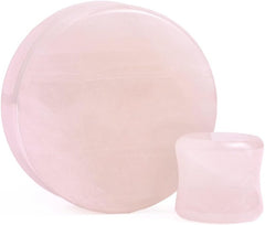 Pair (2PCS) PINK ROSE QUARTZ STONE PLUGS Double Flare Gauges Organic Ear Tunnels 9207