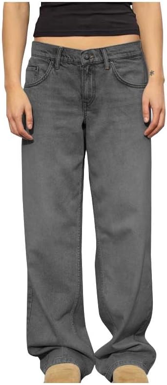 Women's 2025 Wide Leg Jeans Distressed Mid Waist Denim Pants Vintage Trousers Casual Loose Fit Lightweight Trousers