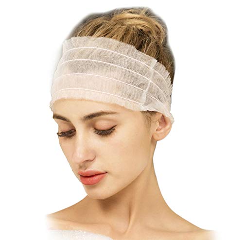 100 Count Disposable Facial Spa Headbands Individual Wrapped (Black)