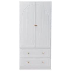 Meyreso 71" White Bedroom Wooden Armoire with Hanging Rod - N/A