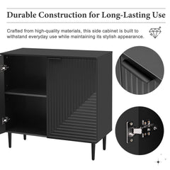 Modern Sideboard Cabinet, Side Cabinet with Adjustable Shelves, Small Console Table with Geometric Door Design