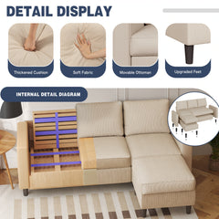 Futzca 74" Convertible Sectional Sofa Couch, Small L-Shaped Sofa