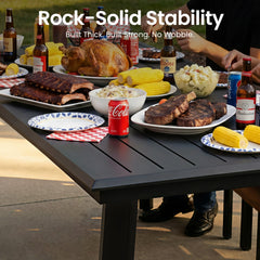 Outdoor All-Aluminum Dining Table with Umbrella Hole for 6-12 Person