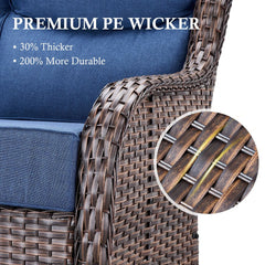 Meyreso 3-Piece Wicker Patio Swivel Glider Chairs with 6-Inch Thick Cushions and Side Table