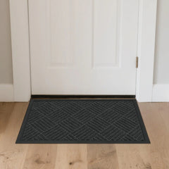 Front Door Mat Non-Slip Backing Entry Mat Low Profile Doormat In Grey