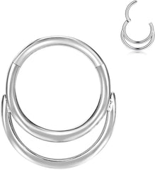 Woman Men 16 Gauge Septum Ring 16G Hinged Nose Ring Daith Earrings Clicker Rings Piercing Jewelry Gold-Silver
