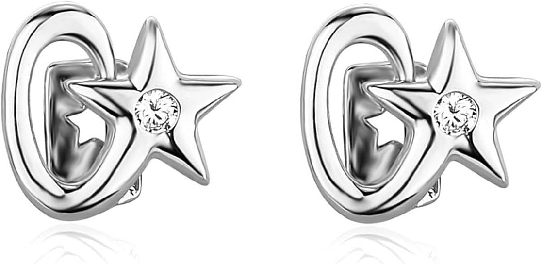 Psivika 2 Pcs Star Iced Out Diamond Teeth Grillz for Men Women, Hip Hop Grills for Your Teeth Top and Bottom, Rapper Costume Cosplay Teeth Jewelry and Accessories