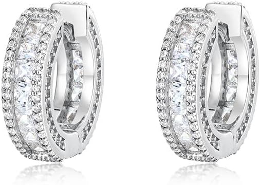 925 Sterling Silver Earrings for Women Men CZ Diamonds Hoop Earrings Jewelry Hypoallergenic Hoops Earring for Wife Mom Bride