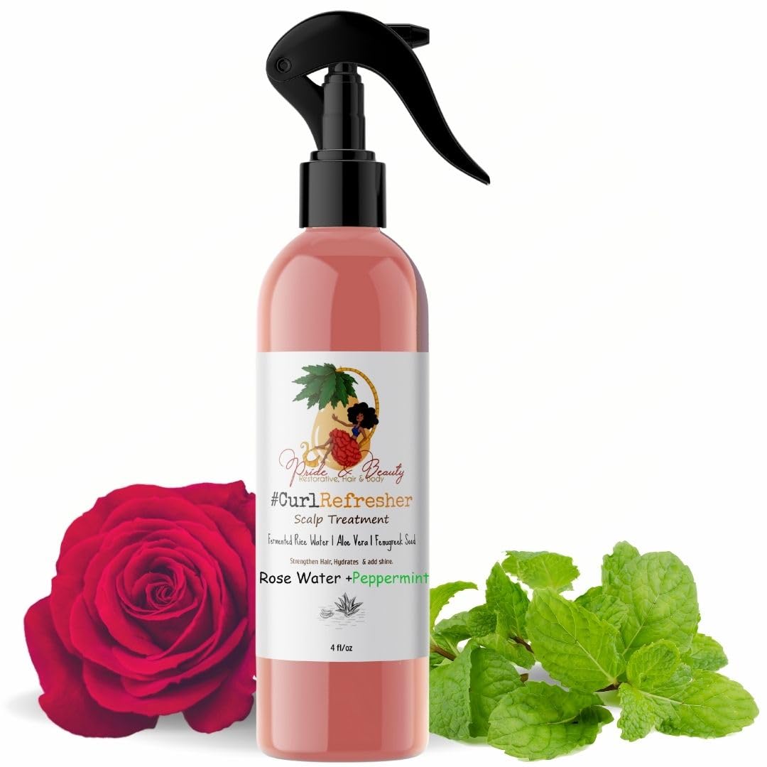 Rose Water For Locs, Dreadlocks, Daily Moisturizing Refreshing Spray, Rose Water For Hair, Rosewater and Peppermint Hair Scalp Moisturizer. No More Itch Gro Spray (4 OUNCES)