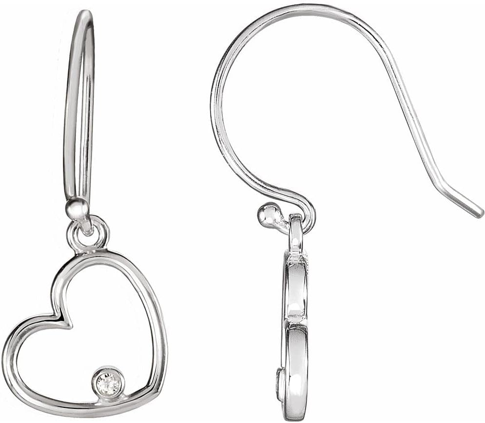 .03 Cttw Diamond Heart Earrings (26mm x 10mm)