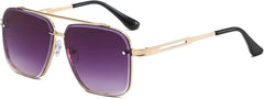 Retro Gradient Sunglasses Uv400 Protection, Retro Oversized Square Sunglasses, Metal Vintage Gradient Shades