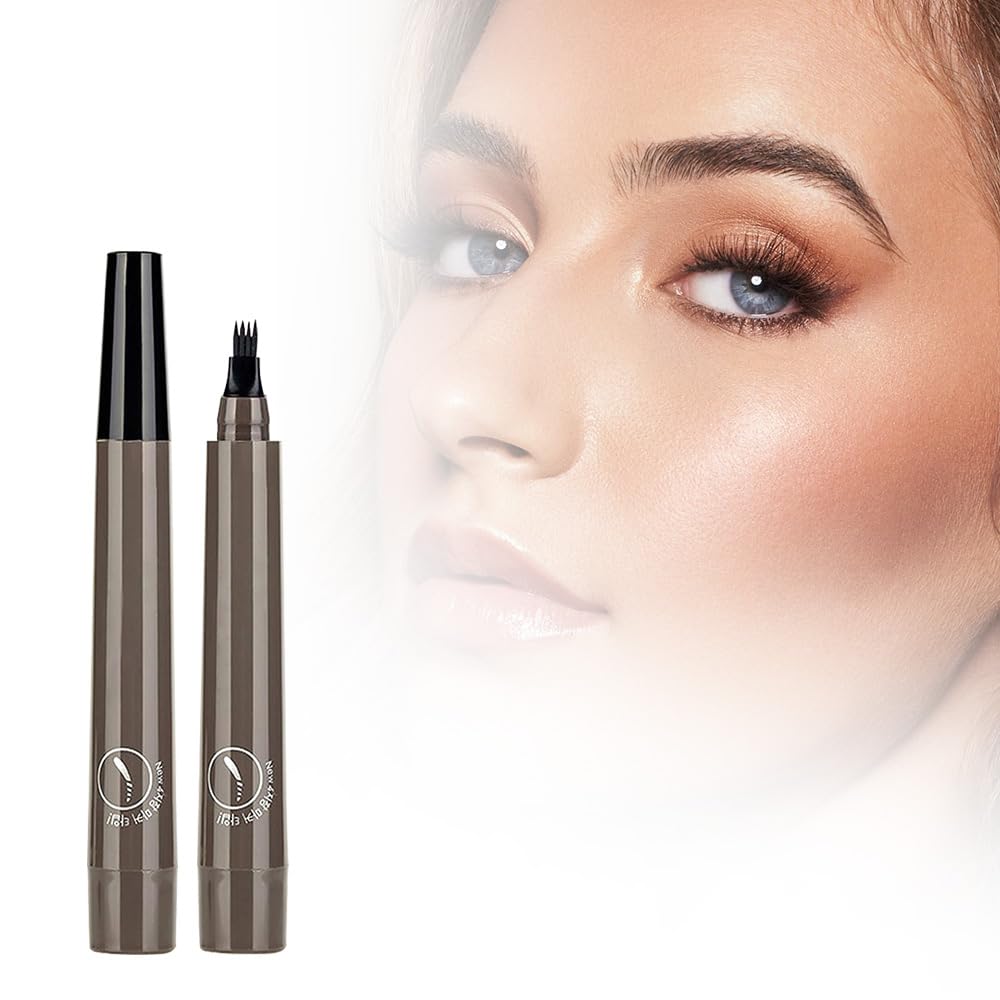 Magic Eyebrow Pencil, 2025 New 4 Tipped Precise Brow Eyebrow Contouring Pen, Long Lasting Contouring Eye Brow Pen for Womans (Gray Brown)