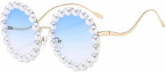 Trend Luxury Pearl Decorative Sunglasses Men Women Fashion Metal Frame Round Outdoors Travel Sun Glasses Uv400