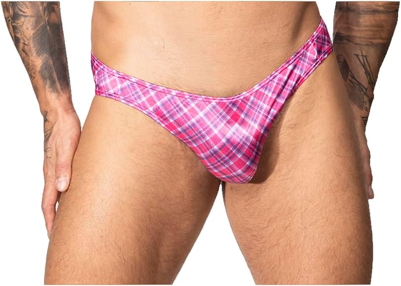 Body Aware Red Plaid Satin Pouch Brief
