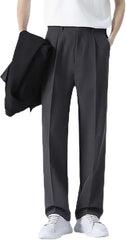 Dualego Mens Pants, EaseMotions Super Stretch Ice Silk Comfort Everyday Pants, Stretch Waist Mens Dress Pant