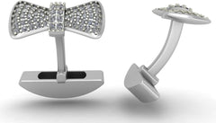 925 Sterling Silver Bow Tie Cufflinks with Gemstones | Men’s Formal Shirt Accessories for Weddings, Parties, and Business