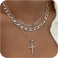 Cross Necklace for Women 14K Gold Plated Dainty Heart Cross Pendant Choker Simple Trendy Cute Cross Charm Diamond Necklace Faith Jewelry Religious Minimalist Gift