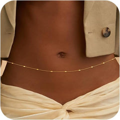 CHESKY Gold Waist Chain, Dainty Body Chain Jewelry for Women Non Tarnish Adjustable Waterproof Belly Chain Sexy Waist Beads for Womens Chain Belt Gold Heart Cross Bow Beach Prom Jewelry for Women