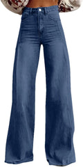 Women Vintage Irregular High Waist Slimming Wide Leg Long Streetwear Pants Jeans