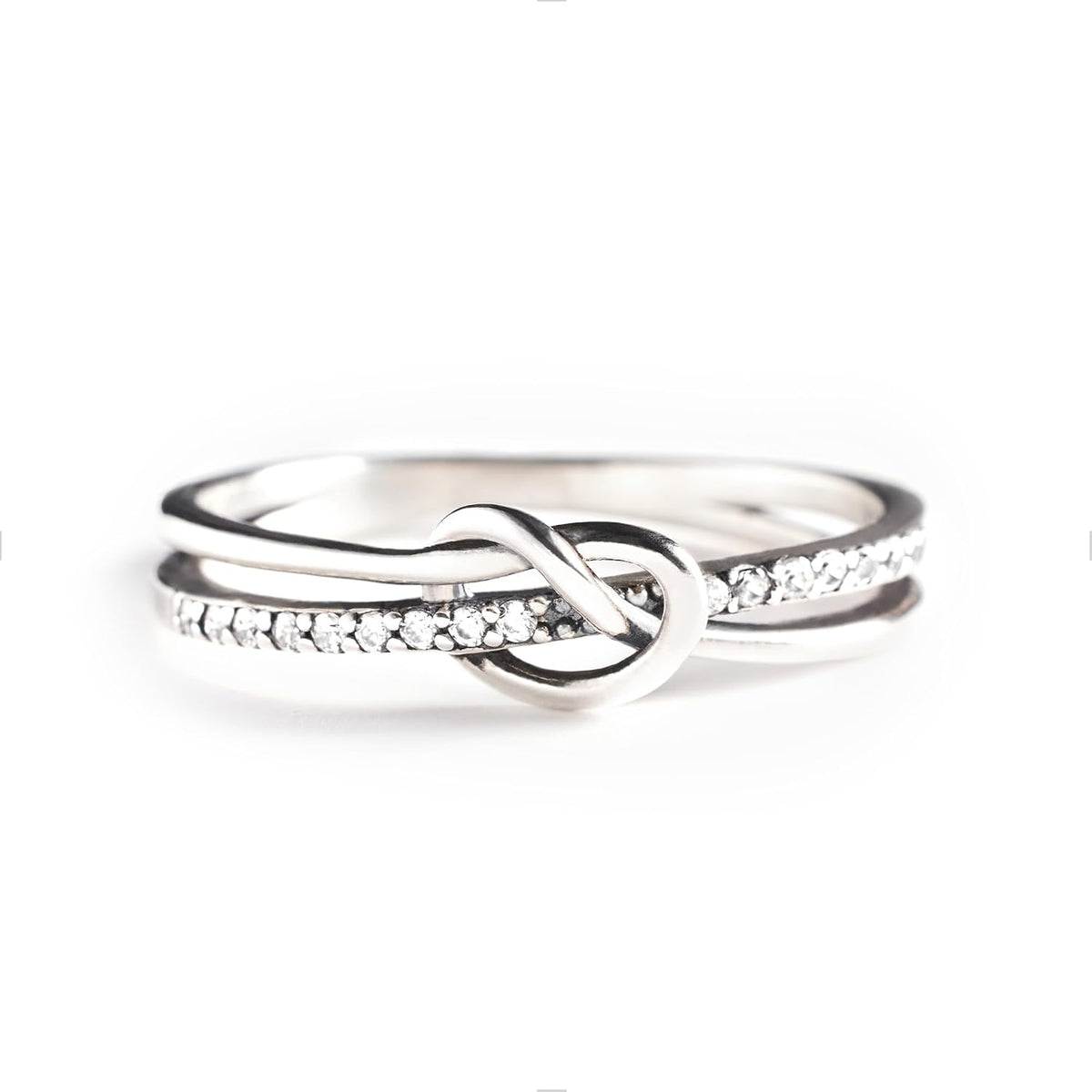 STORYJEWELLERY 925 Sterling Silver Two Tone Knot Ring, Gold and Silver Mixed Metal Rings for Women, Friendship Gifts for Women