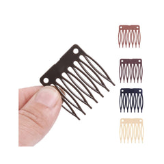 50 PCS Hair Clip Combs for Wigs - 7-Teeth Plastic Combs with Caps, Ideal for Wig Making Accessories (Black)
