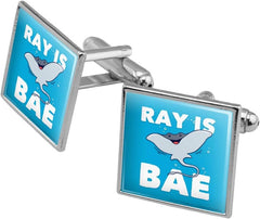 GRAPHICS & MORE Ray is Bae Funny Humor Square Cufflink Set - Silver or Gold