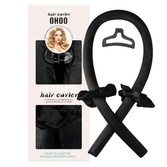 Satin Heatless Hair Curler Set Hair Rollers No Heat Curlers Curling Rod Headband with Hair Ties Clip Black
