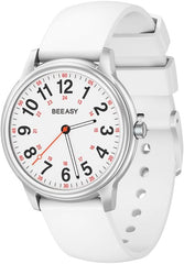 Beeasy Nurse Watch Waterproof for Medical Professionals Students Women Men,Watches with Second Hand Nursing 12/24 Hour, Easy Read Dial and Silicone Band, Military Time Luminouse