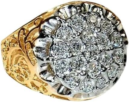 AARK & CO 2.00Ct Round Cut Lab Created Diamond Cluster Men's Kentucky Wedding Ring 14K Yellow Gold Finish