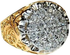 AARK & CO 2.00Ct Round Cut Lab Created Diamond Cluster Men's Kentucky Wedding Ring 14K Yellow Gold Finish