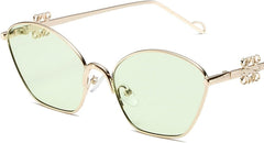 Shades Sunglasses, Large Sunglasses with Metal Frame, Pilot Sunglasses for Parties and Outdoor Sports(Green,14 * 14 * 4 cm)