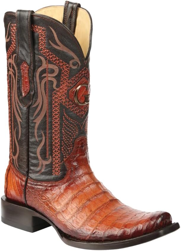 El General Men's Exotic Caiman Belly Cowboy Boots - Cognac 45520