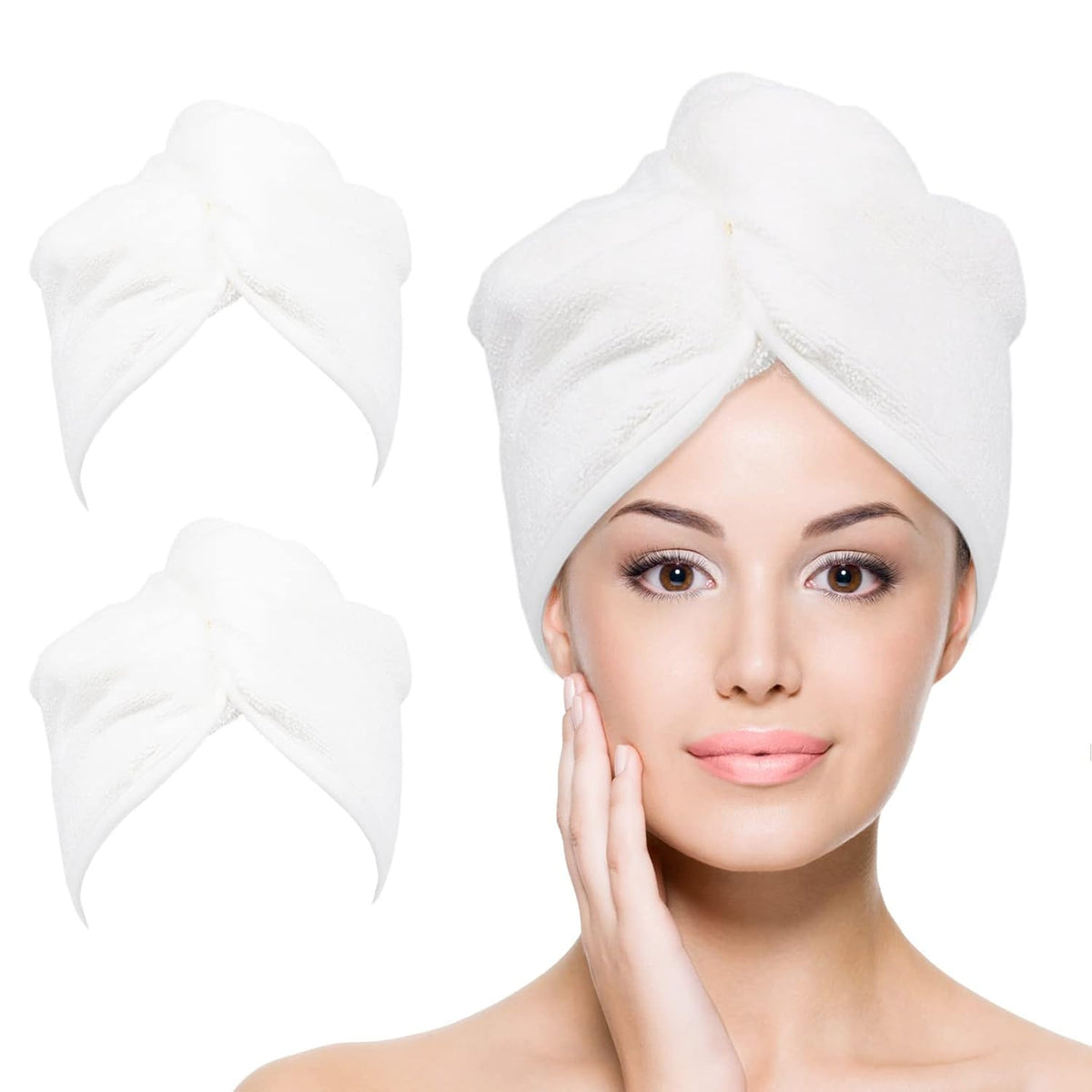 YoulerTex Microfiber Hair Towel Hair Wrap: 2 Pack 10X26 Hair Dryer Towels for Women Absorbent Turban Twist Drying Shower Cap Curly Hair Products for Hair Care Hair Accessories (05 Emerald)