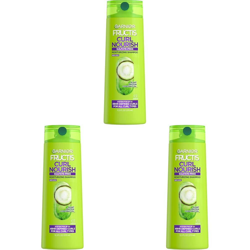 Garnier Fructis Curl Nourish Sulfate Free Moisturizing Shampoo, 12.5 Fl Oz, 1 Count (Packaging May Vary)