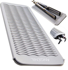 ANGENIL Professional Silicone Heat Resistant Mat Pouch for Hair Straightener, Curling Iron and Flat Iron, Portable Travel Mat and Cover for Hair Styling Tools, Grey