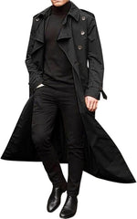 Man's Double Breasted Trench Coat Oversized Casual Windbreaker Lapel Long Jacket Overcoat Fall Winter Jackets for Men