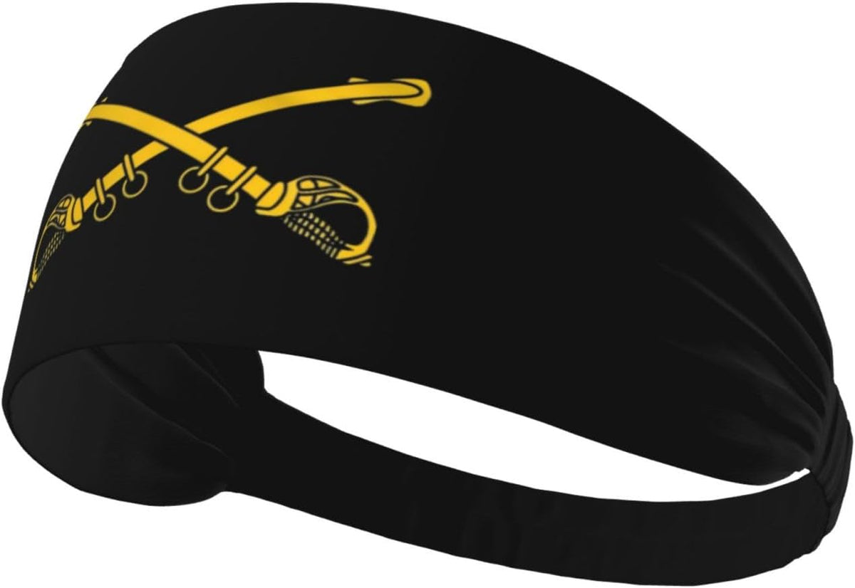 Us Army Cavalry Saber Sweat Headbands for Men, Non-Slip Headband,Sports Workout Head Wrap for Running Tennis Gym, Moisture Wicking Stretchable