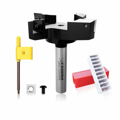CSOOM CNC Spoilboard Surfacing Router Bit 1/2" Shank 1-15/32" Cutting Diameter,3 Wings Coated Carbide Insert Slab Flatting Router Planer Bit Wood Planing Bit Woodworking Tools