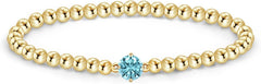 Free bird Birthstone Beaded Bracelet for Women Dainty 14K Gold Plated Stretchable Beaded Bracelet Hypoallergenic Waterproof Trendy Stackable Bracelet Birthstone Jewelry Gift for Birthday Christmas Valentine's Day
