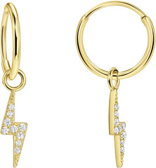 FANSING Earrings for Women Hoop Earrings Trendy Cartilage Earring Hoop Surgical Steel Earrings for Men with Zircon Lightning Charms