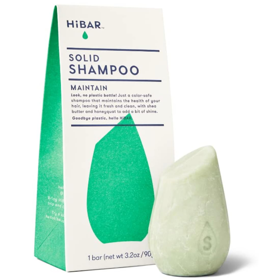 HIBAR - Moisturize Shampoo Bar - For Dry, Frizzy Hair - Deeply Nourishing & Hydrating - With Coconut Oil & Vitamin B5 - Plastic-Free - Soap, Paraben & Sulfate-Free - Color Safe & Vegan -1 Solid Bar